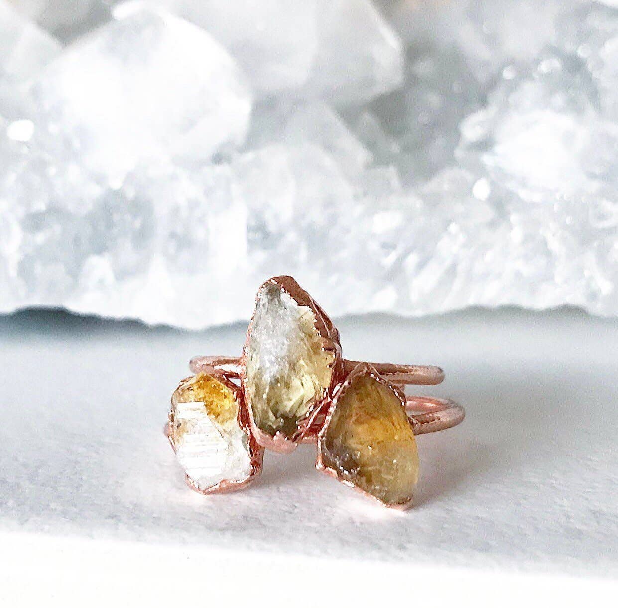 Buddha Blossom Jewels - Wholesale Single Stone/Solitaire Ring - Raw Citrine Stacking Ring in Copper1