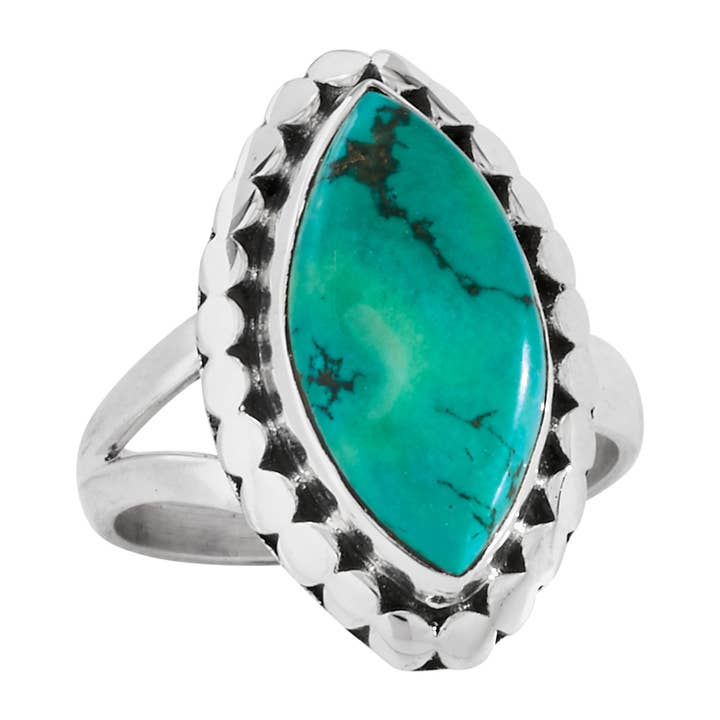 Mandorla Sterling Silver Turquoise Ring for wholesale by Tiger Mountain Jewelry