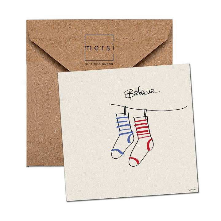 C42 - Greeting card - christmas card - stocking for wholesale by mersì gift designers