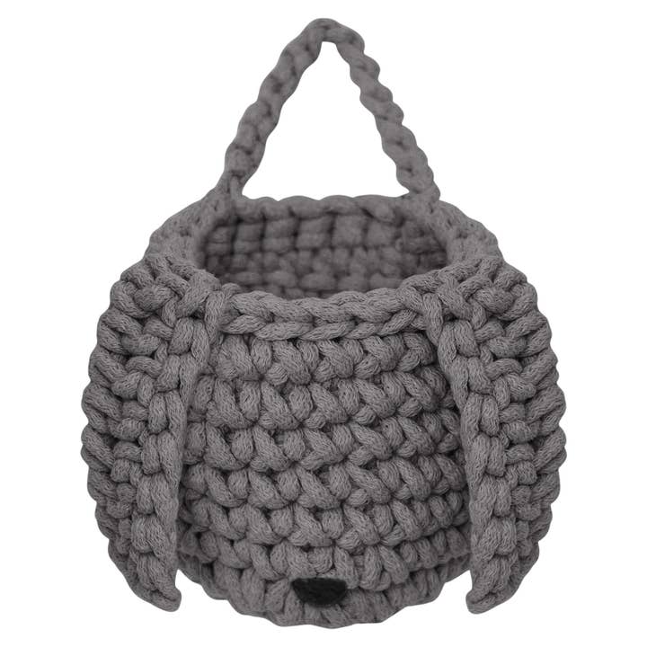 Crochet bunny basket | GREY for wholesale by Zuri House