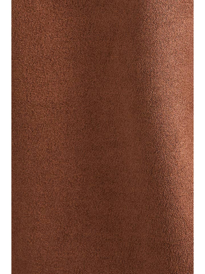 Brown BRAIDED DETAIL SUEDE JACKET for wholesale on Faire7