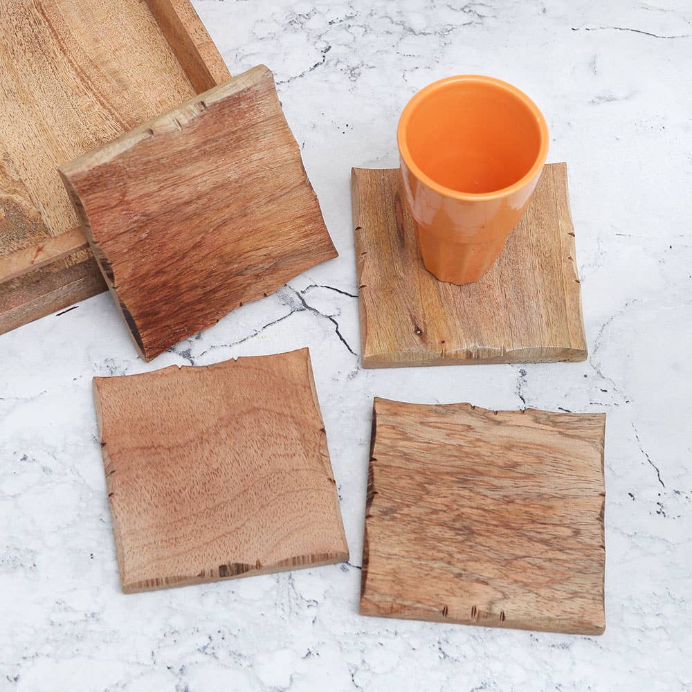 Daana Paani LLC - Wholesale Coasters - 96 Pieces Brown Wooden Coaster Dining Table Decor Items0