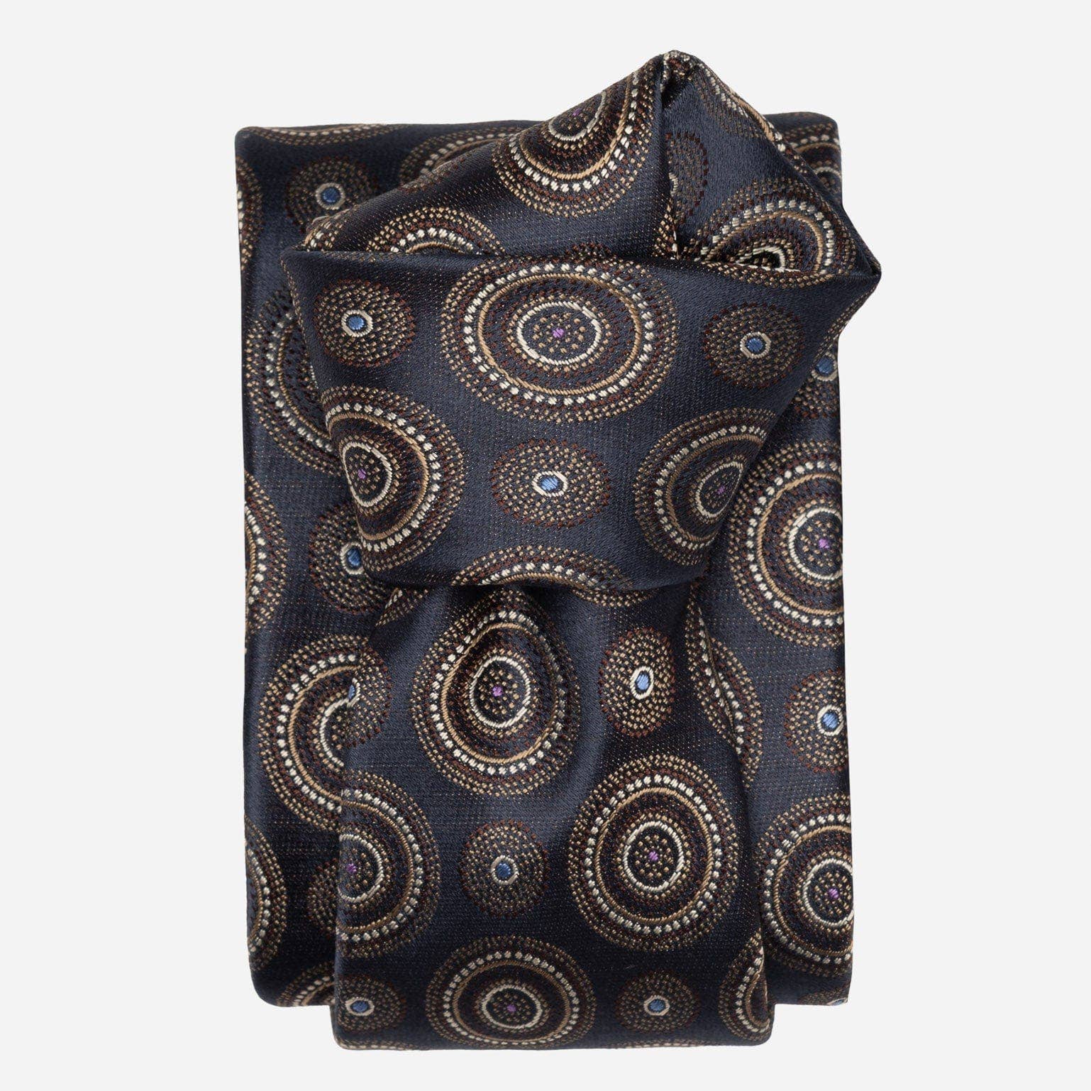 Elizabetta Made in Italy USA – wholesale Necktie – Men’s – Cefalù - Silk Jacquard Tie - Navy and Brown0