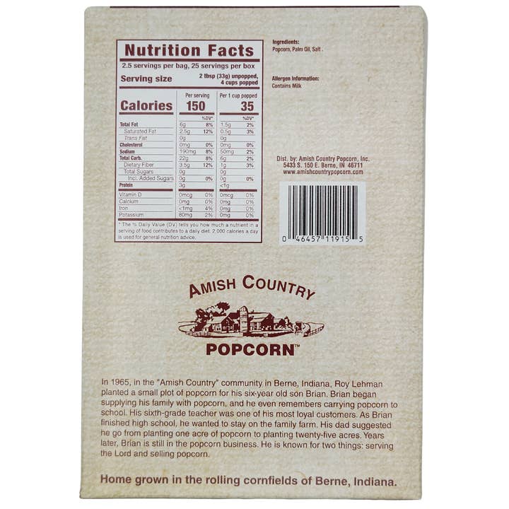 Amish Country Popcorn - Wholesale Popcorn - 10pk Microwave Lite Natural Popcorn