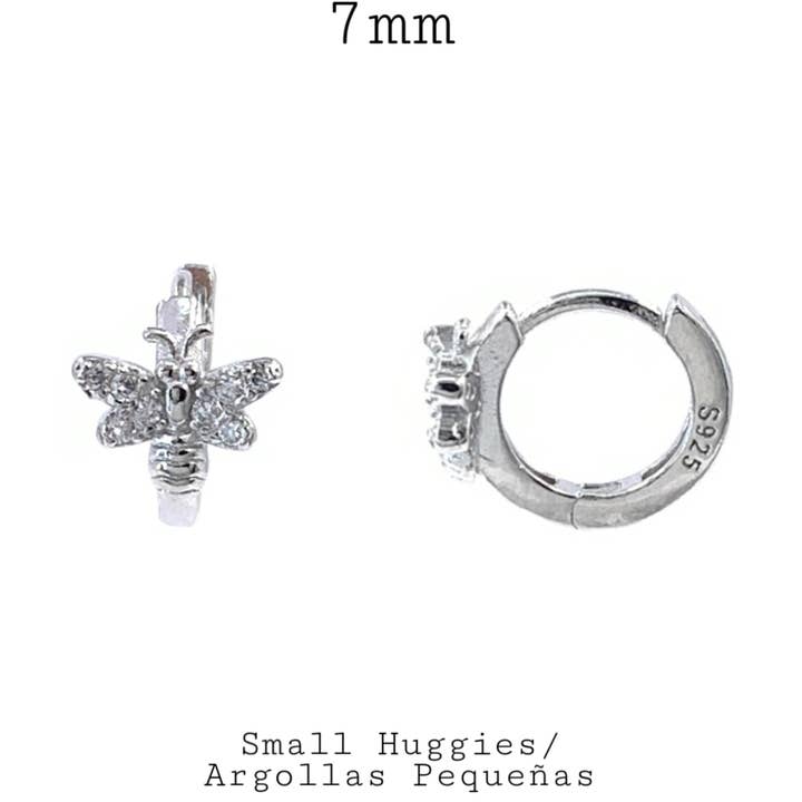 Créoles en forme d'abeille en argent sterling 925 avec zircone cubique pour la vente par Nisso & Co. NYC Jewelry Wholesale