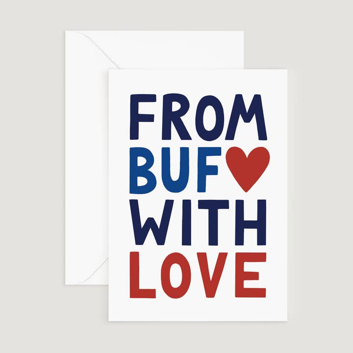 Greeting Card, From Buffalo With Love, Red and Blue for wholesale by Doster Paper Co.