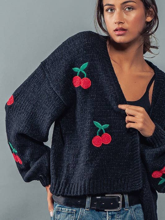 Fashion Week - Wholesale Cardigan - Women's - Cherry Crochet Cardigan