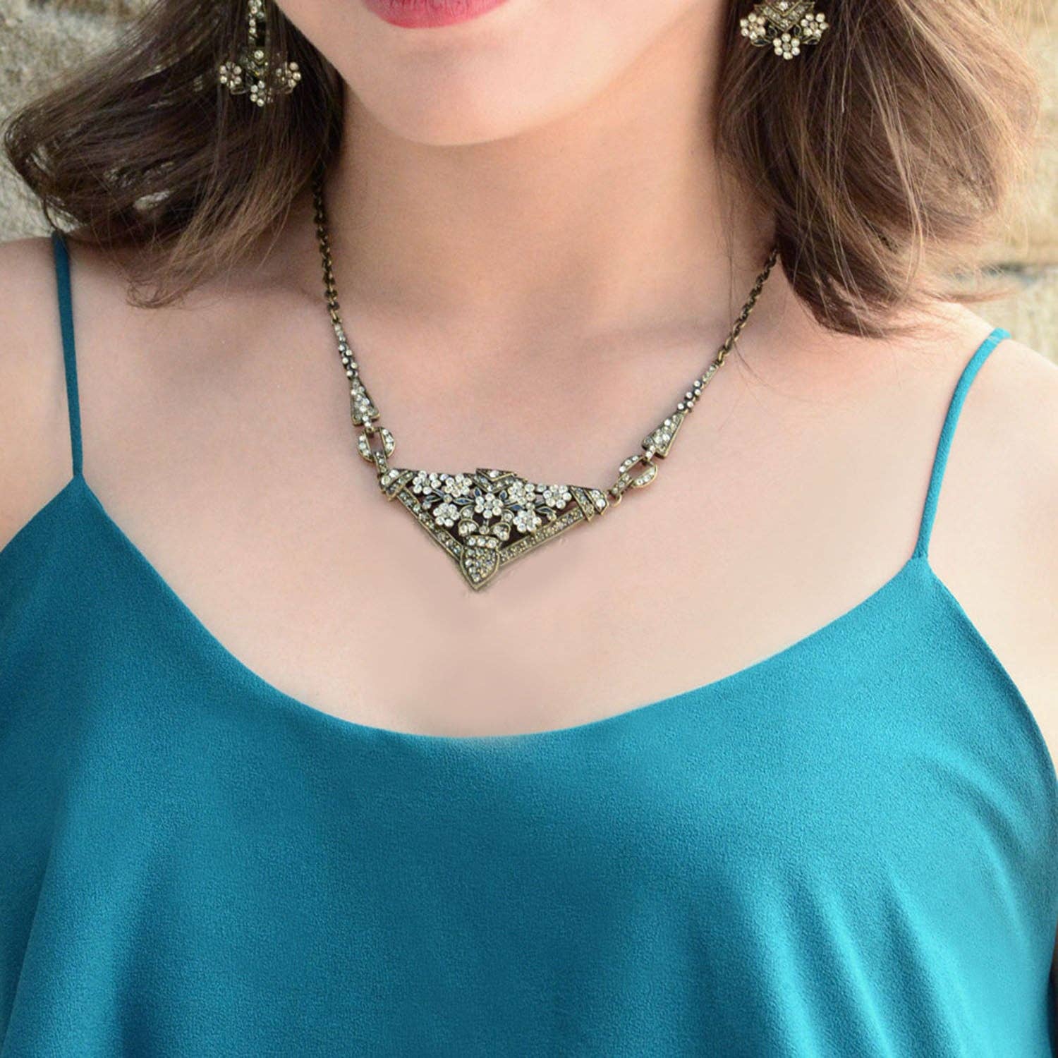 Sweet Romance Jewelry – wholesale Hänge-/berlockhalsband – Art Deco Triangel Frans Gatsby Halsband N12041