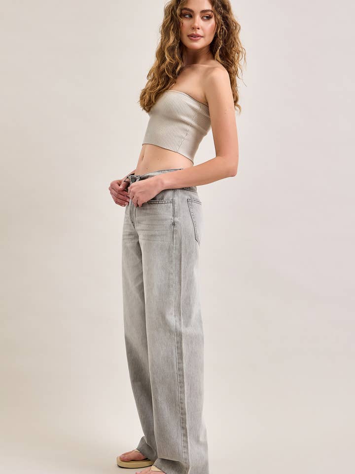 Light Gray Clean Classic Low Slung Baggy Jean for wholesale by Hidden Jeans