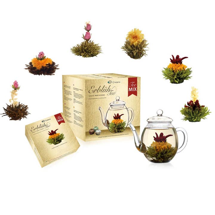 Creano - Wholesale Tea Set - Creano gift set & pot, tea flower white, green, black tea