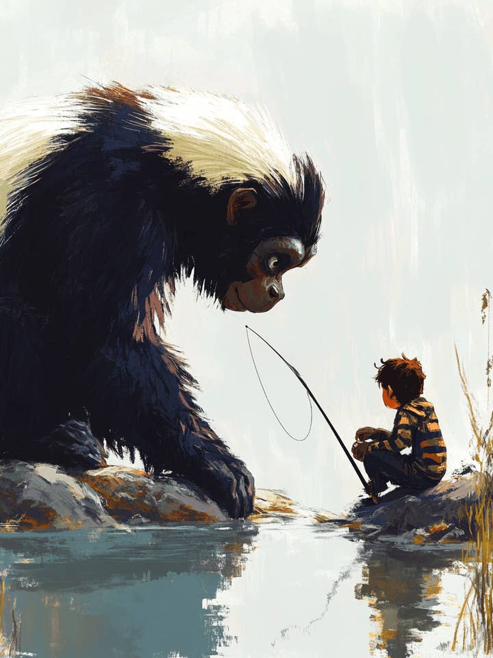 Everglades Skunk Ape Fishing - Mythical Beasts Wall Art Prints – 8″x10″ Artwork for 11″x14″ Frame for wholesale by Mowbi