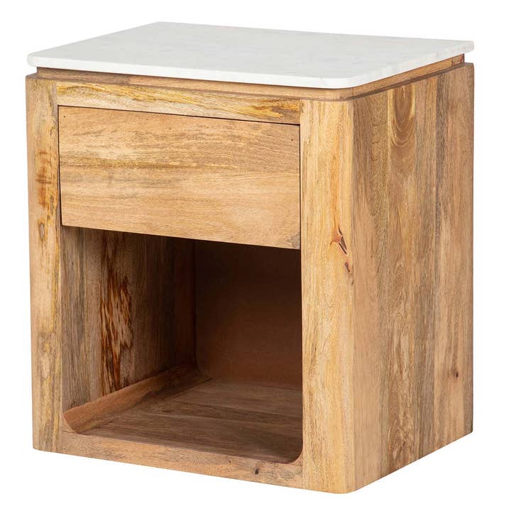 Petite table en bois de manguier et marbre Felo 55 x 40 x 60 cm pour la vente par Ethan Chloe - GARPE GROUP - GARCIA PÉREZ Y CÍA S.L.