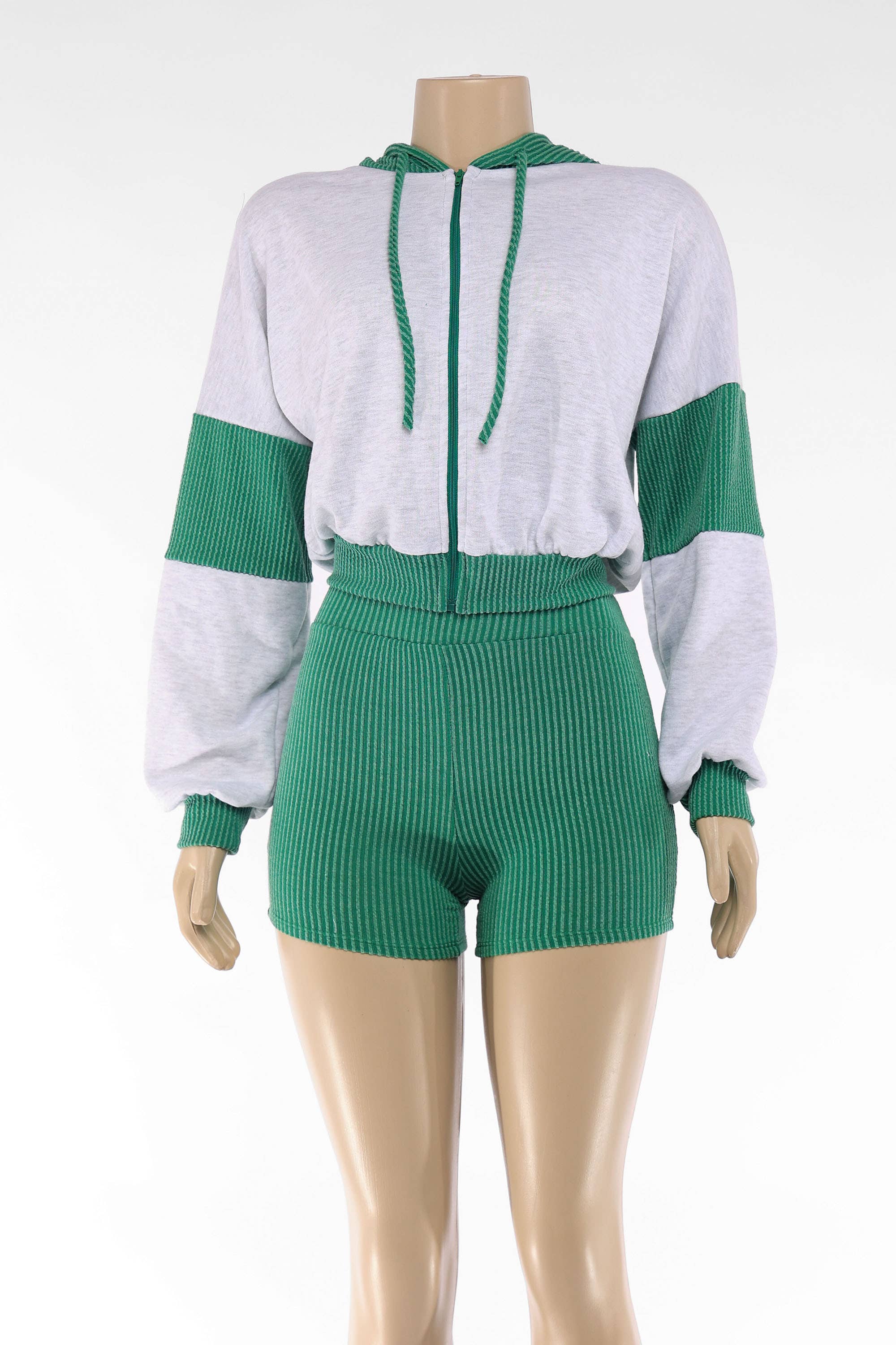 K Too - Wholesale Top & Short Set (NOT Loungewear) - Women's - Color block hoodie & shorts set9