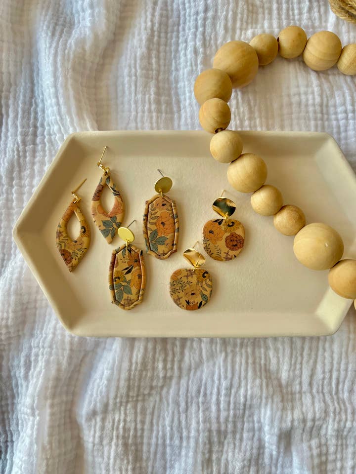 Vintage Floral Clay Earrings for wholesale by SeizeTheClayJewelry