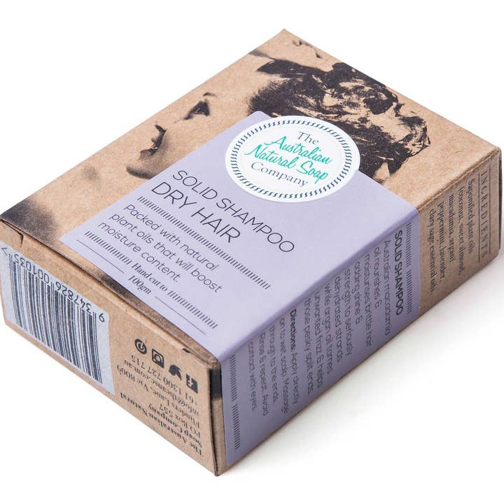 Australian Natural Soap Company - Venta al por mayor Champús en pastillas/sólidos - Champú sólido en barra para cabello seco, 100 g | Australian Natural Soap