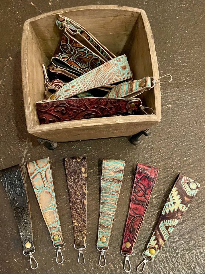 Genuine LEATHER WRISTLET Key Ring Wrist Strap for wholesale by Rebellious Gypsy Trading Company