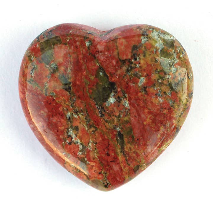 30mm Unakite Gemstone Hearts for wholesale by California Seashell Company