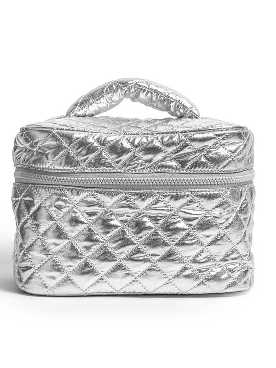 Cosmetic Travel Case / Makeup Bag - Metallic Silver for wholesale by Living Royal
