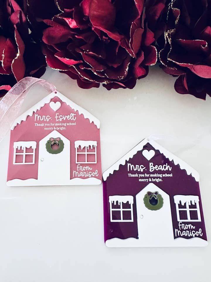 Personalized Acrylic Gingerbread House Ornament for wholesale by Marden S Design
