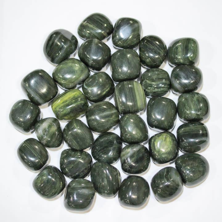 Quasar Gems USA - Vendita all'ingrosso Pietra/cristallo spirituale - Diaspro per capelli verdi burattato 20-30 mm 1 kg