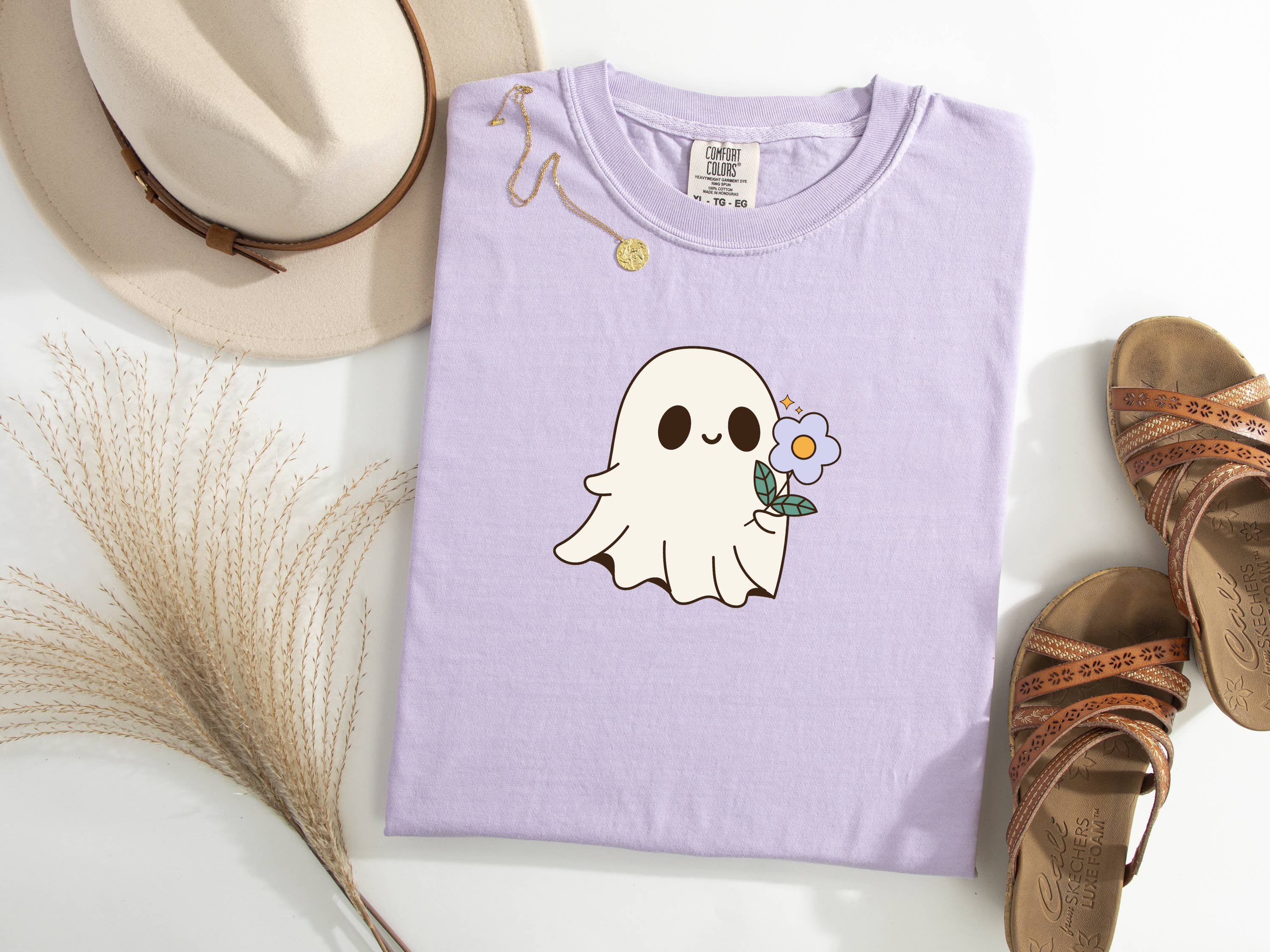 Fashion Within Boutique - Wholesale T-Shirt (Graphic) - Women's - Floral Flower Lilac Orchid Ghost Tshirt Falloween Halloween