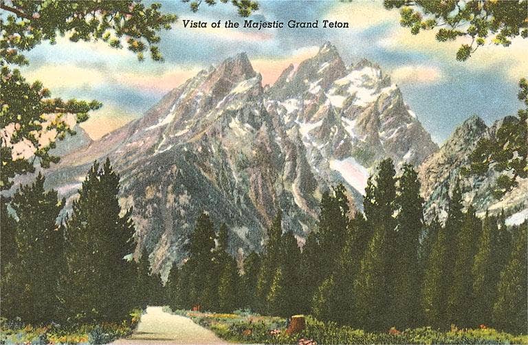 Found Image Press - Wholesale Postcard - Postcard WY-116 Vista of Majestic Grant Teton0