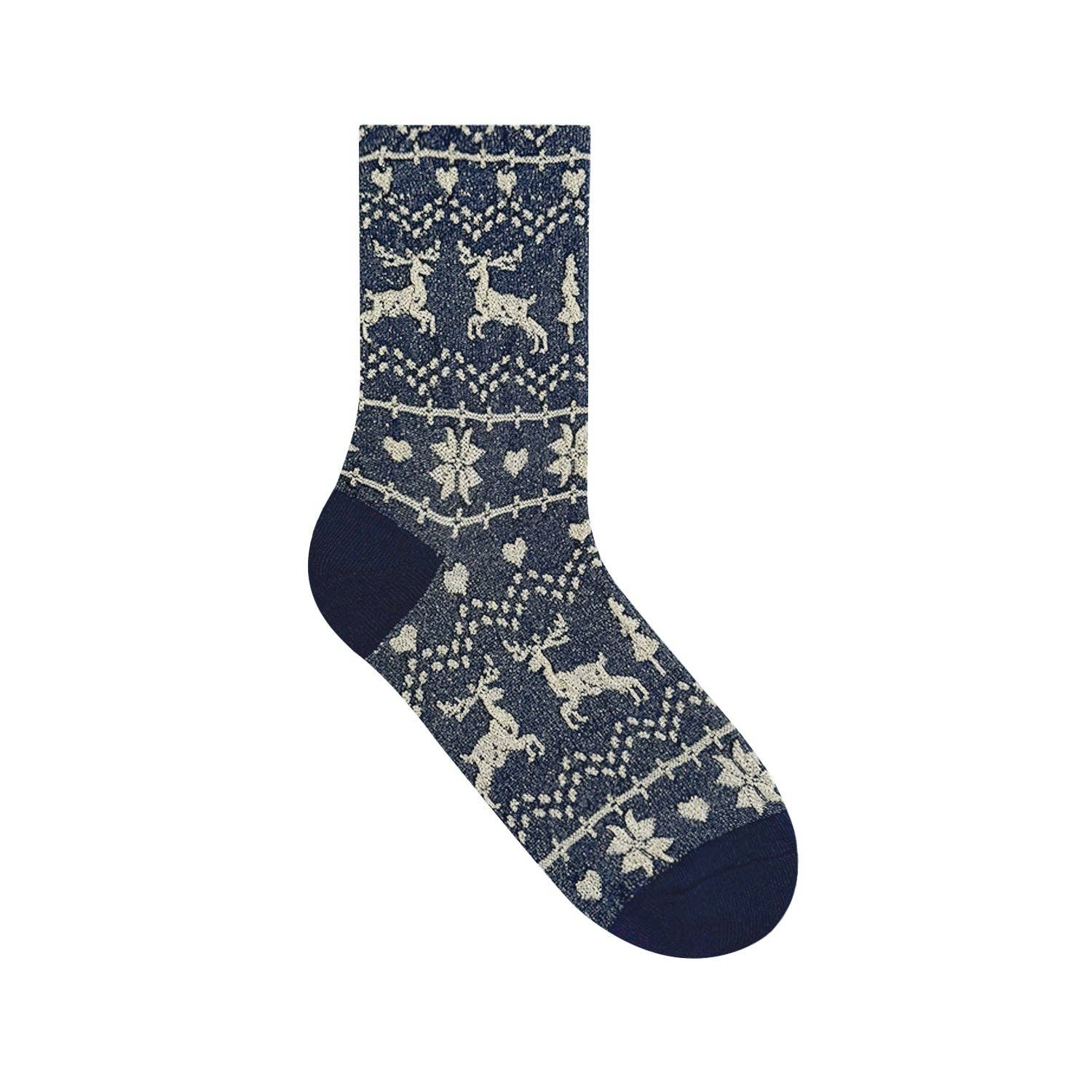 7DAYSSOCKS – wholesale Socks – Women's – Women's Crew Winter Nordic Textured Snowy Deer Socks2