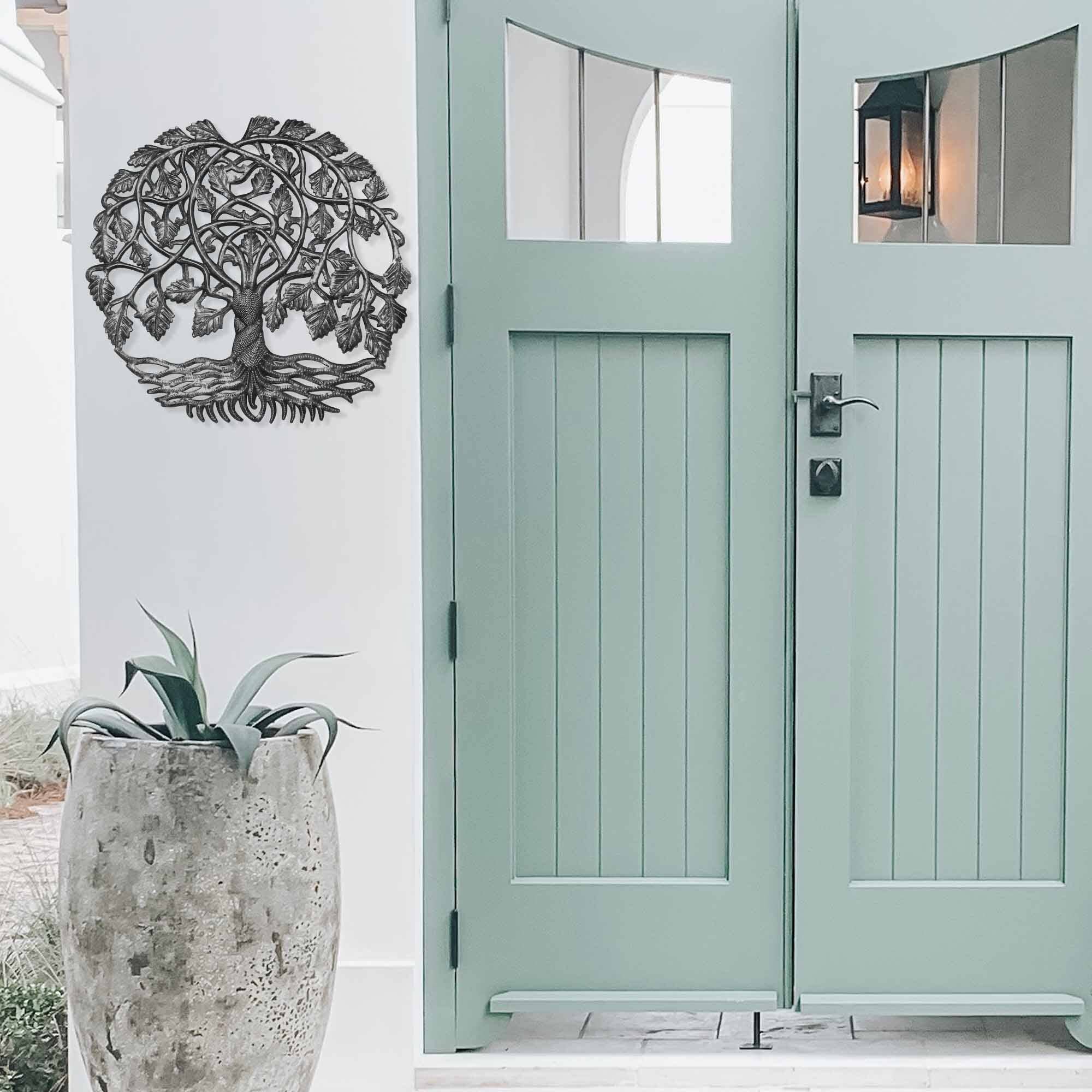 Global Crafts - Wholesale Wall Accent - 23" Celtic Spring Tree of Life Ringed Haitian Metal Drum2