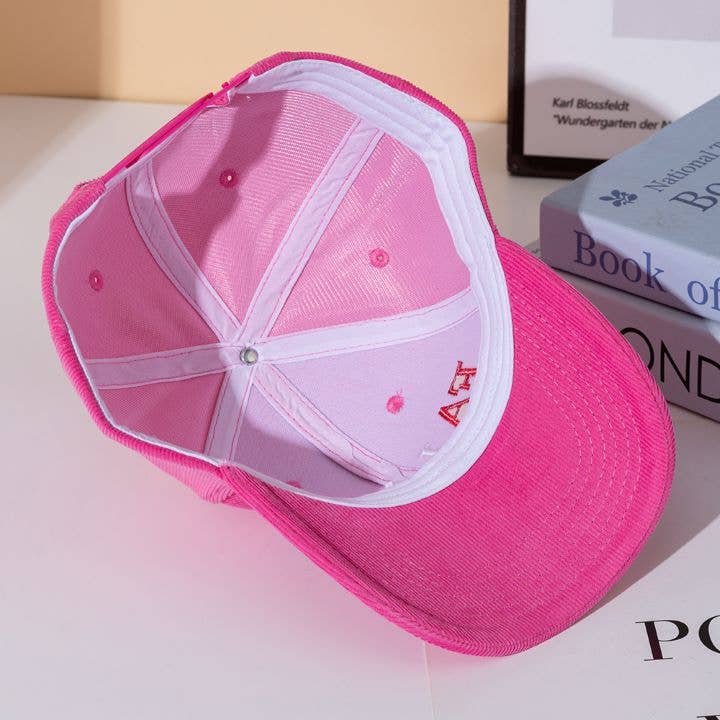 Madeline Love - Wholesale Baseball cap – Women's - FA LA LA Message Embroidered Five Panel Canvas Snapback Baseball Cap5