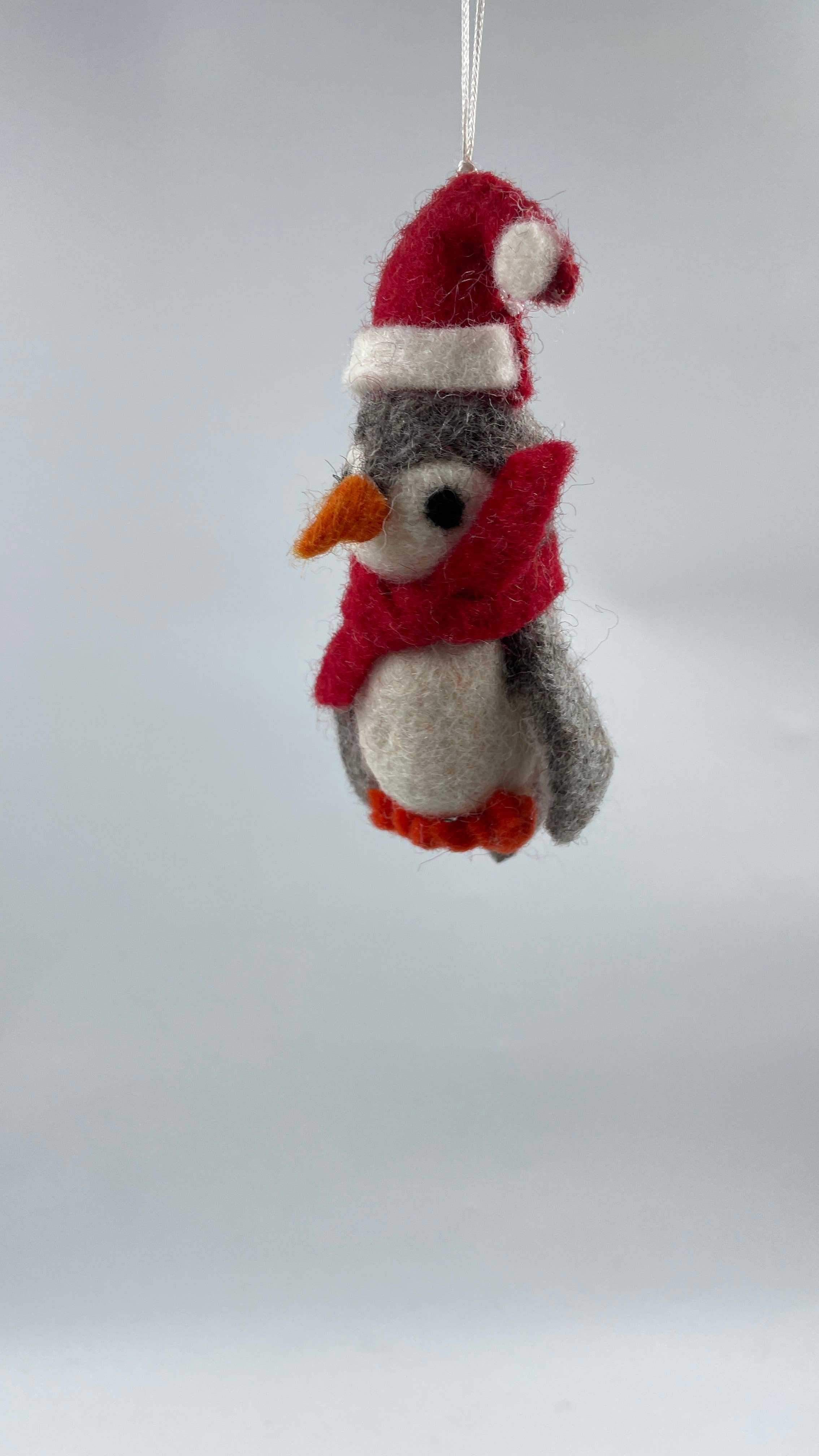 Funky Yak Ltd - Wholesale Ornament - Felted Penguin with Red Scarf Christmas Decorations
