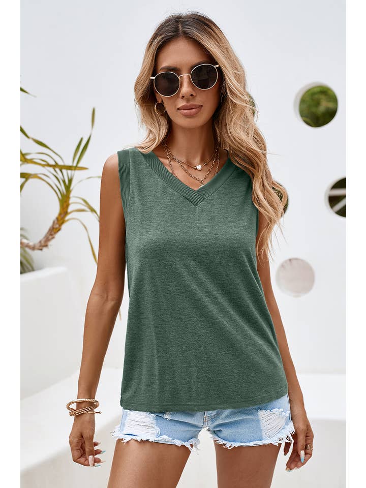Little Daisy Closet - Wholesale Tank Top - Women's - LDC Ribbed V Neck Tank
