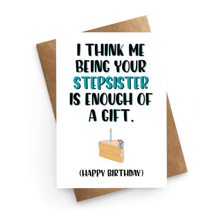 Stepsister Gift - Funny Birthday Card for wholesale by STUCK SHOP GIFTS