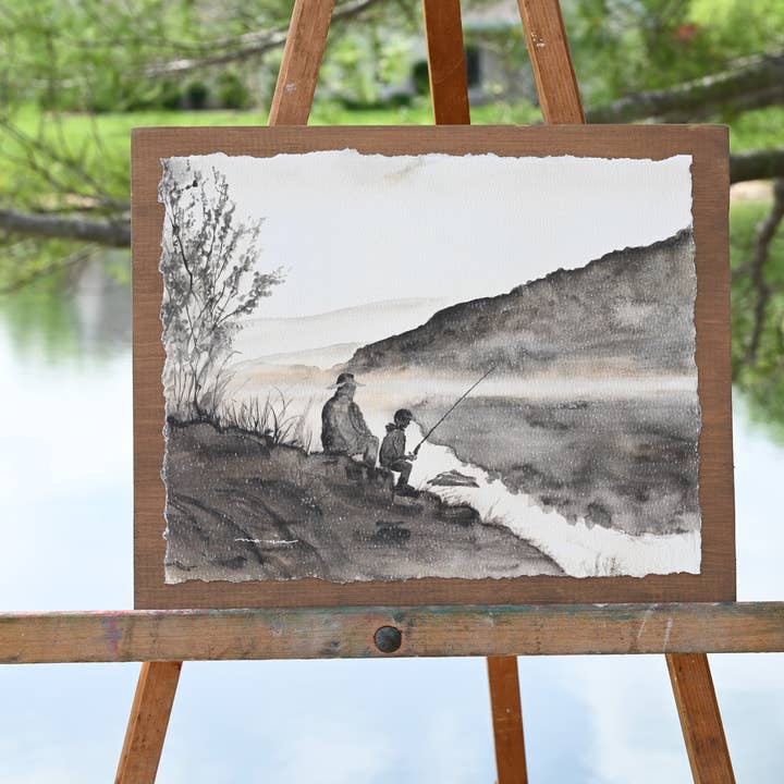 Fishing. Watercolor print for wholesale by Woodmiration