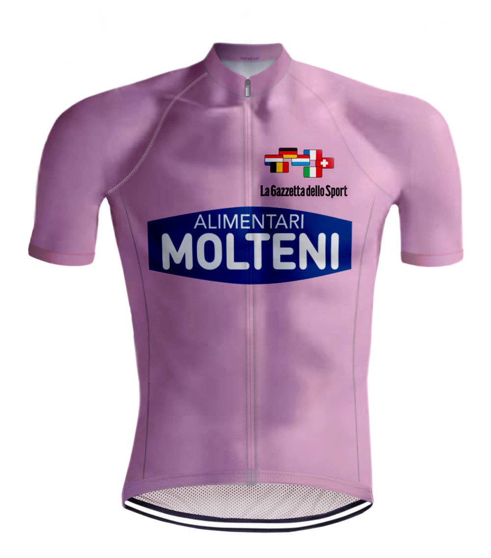 REDTED - Vente Haut de sport – homme - Maillot de cyclisme rétro Molteni Giro d'Italia Rose - REDTED