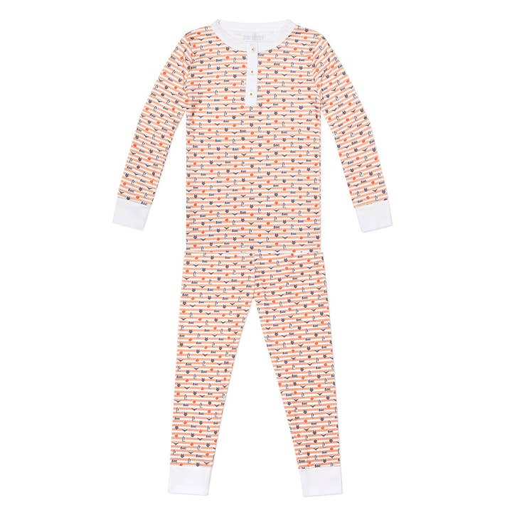 Boo! Halloween Two Piece Kids Henley Pajamas for wholesale by Joy Street