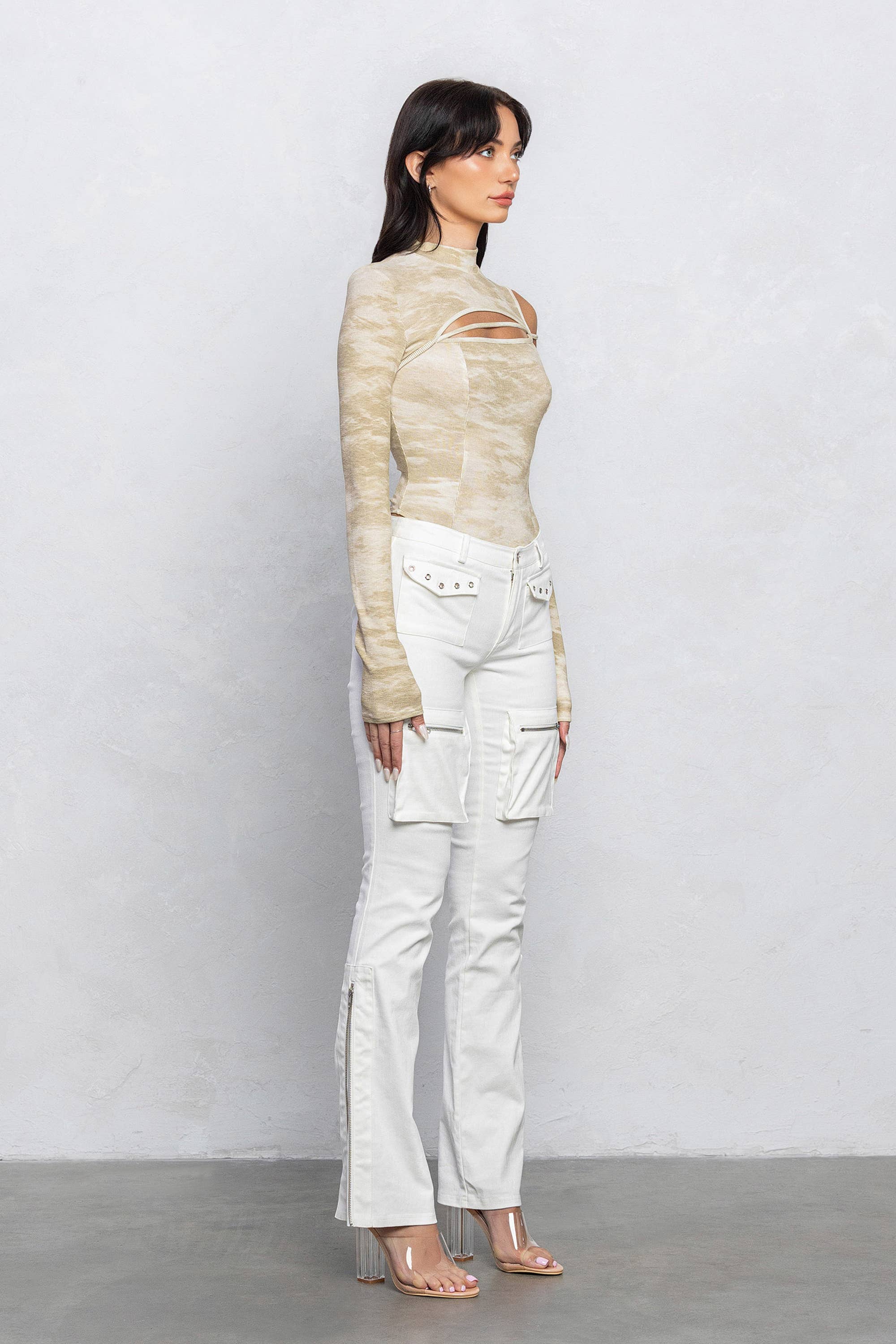 No Vacancy – wholesale Bodysuit – Women’s – Marble printed ribbed mock-neck bodysuit2