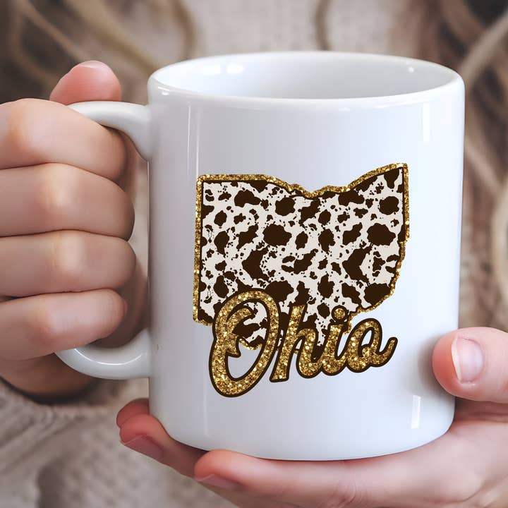 Tasse État Ohio Imprimé Vache pour la vente par Hello Gorgeous Mugs