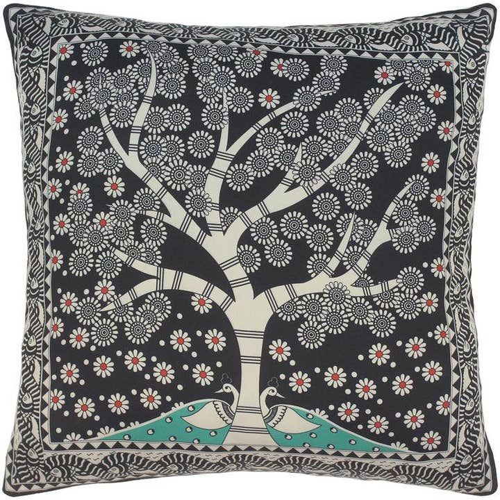 Retro Tree of Life Roseline Silk Pillow for wholesale by Arshs Fine Rugs