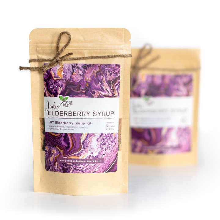 Kit de sirop de sureau bricolage 32 oz pour la vente par Jodi’s elderberry syrup