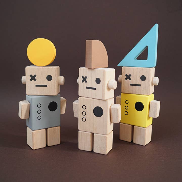 Briki Vroom Vroom - Vente Jouet en bois – enfant - Jouet en bois - Baby Robot / Jaune / Yellow - wooden toy1