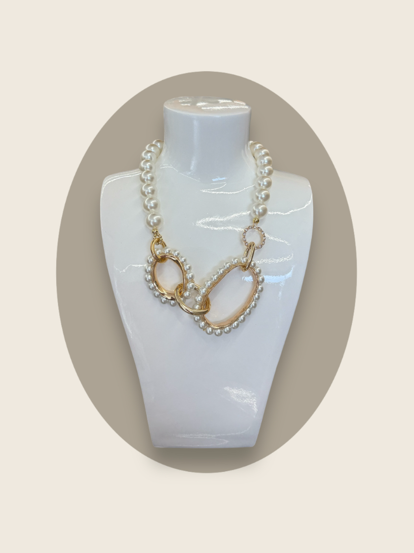 Sunshine Fashion Accessories – wholesale Pendant/charm necklace – Pearled Ring Linked Pendant Necklace(903656002)0