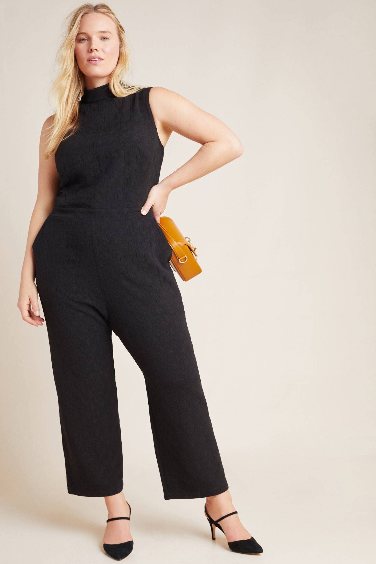 Eva Franco - Wholesale Jumpsuit - Women's - Charley Black Mock Neck Jumpsuit Petites and Plus Sizes0