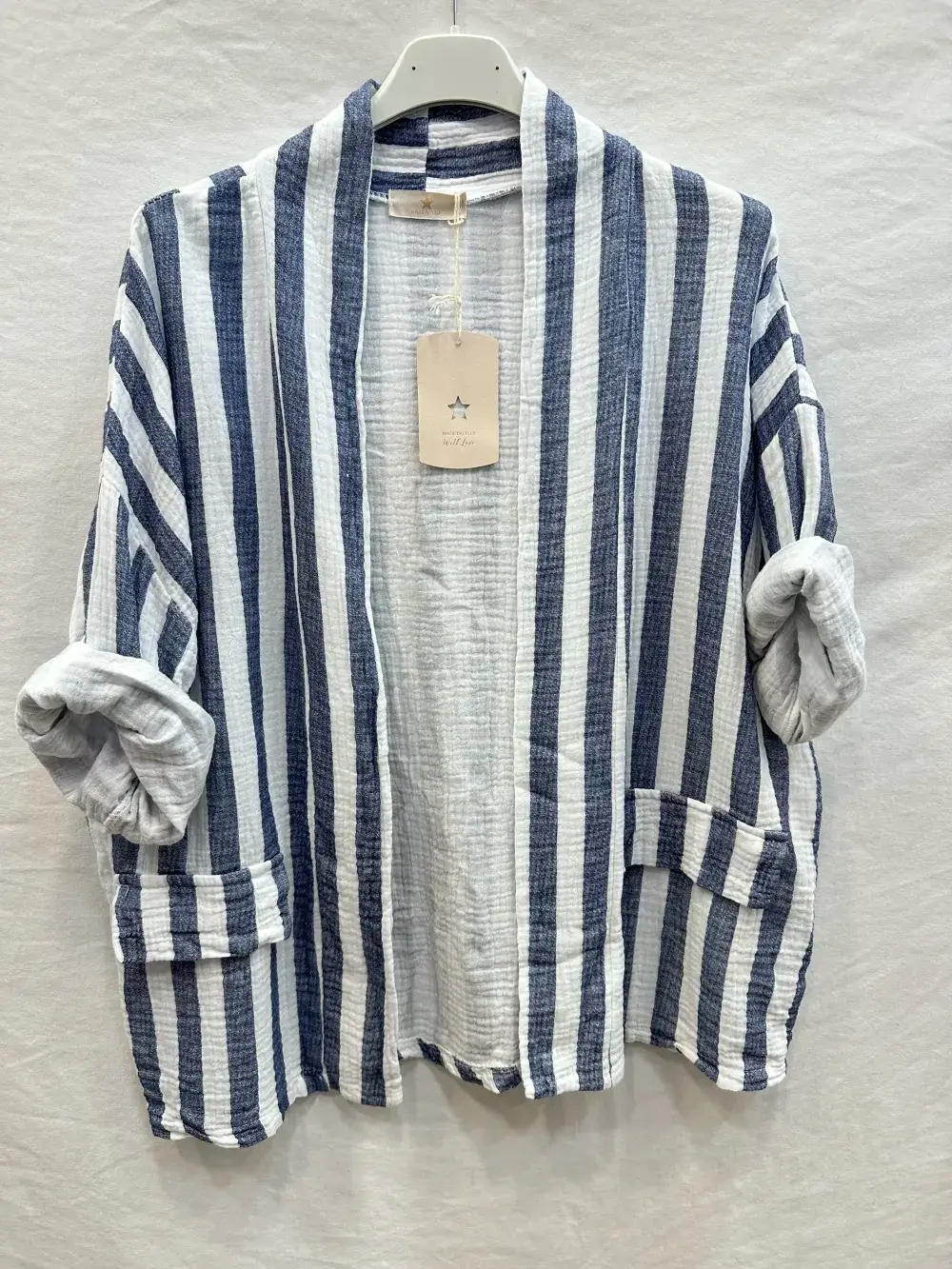 Mimi & Gogo - Vente Veste sans manches – femme - Gilet En Gaze De Coton à rayures @5022_GiGazeRaye0