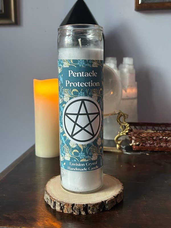 Pentacle Protection 7-Day Candle - Scented and Blessed for wholesale by Envision Crystal