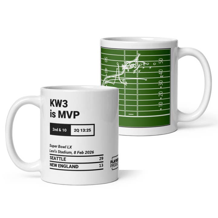 Seattle Seahawks Greatest Plays Mug: KW3 is MVP (2026) for wholesale by Playbook Products