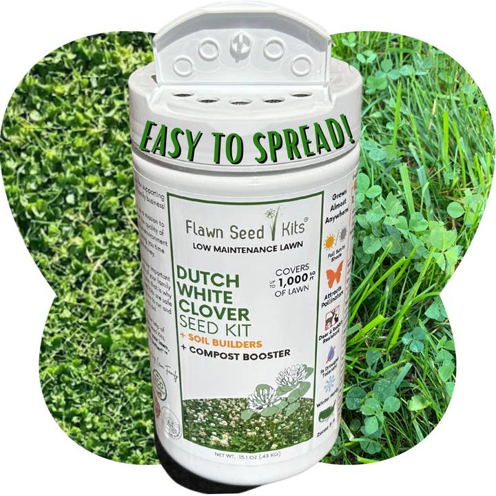 Dutch White Clover Seed Kit Easy Spread Shaker for wholesale by Flawn Seed Kits