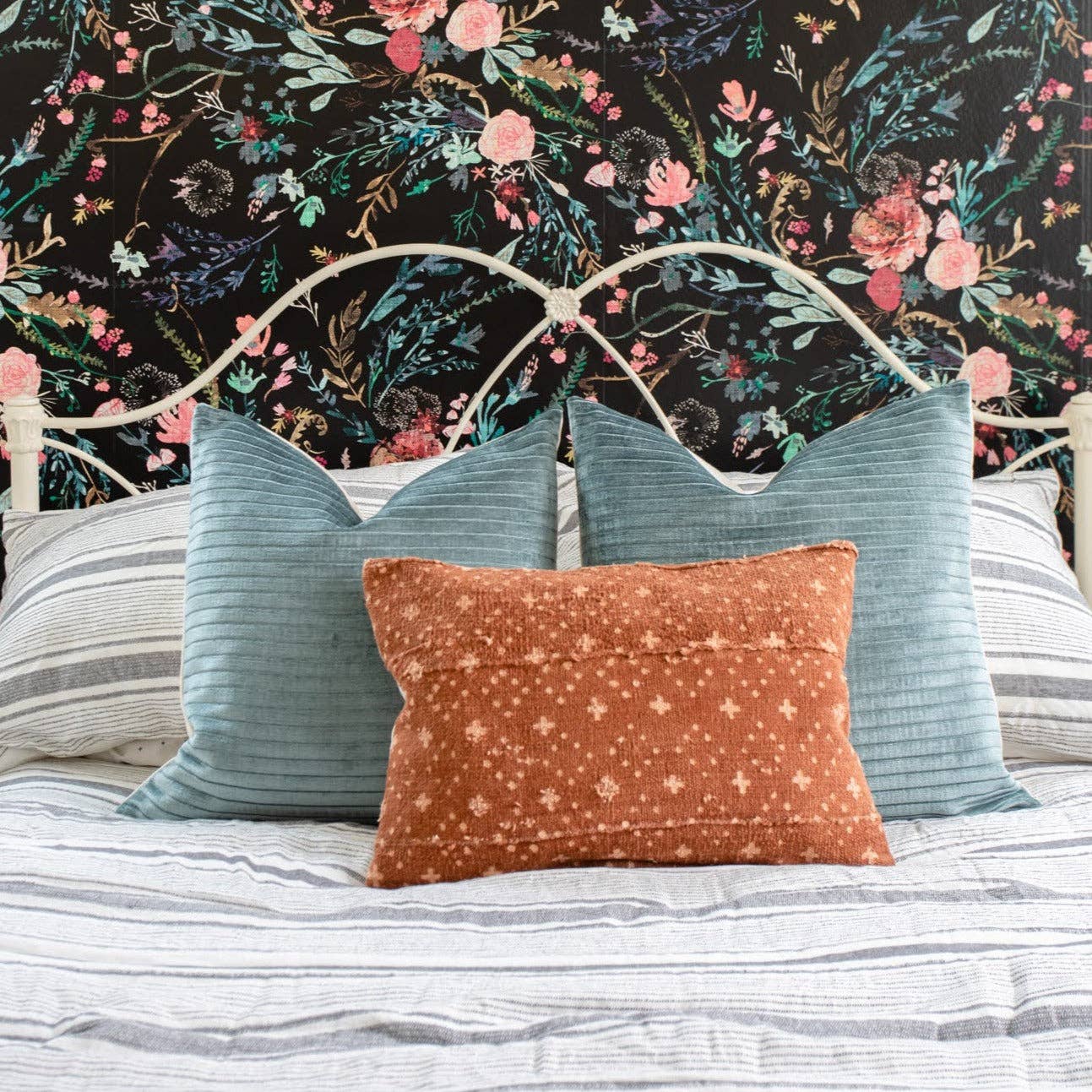 Linen & Ivory - Wholesale Throw Pillow Cover - SLOANE || Teal Velvet Striped Pillow Cover4