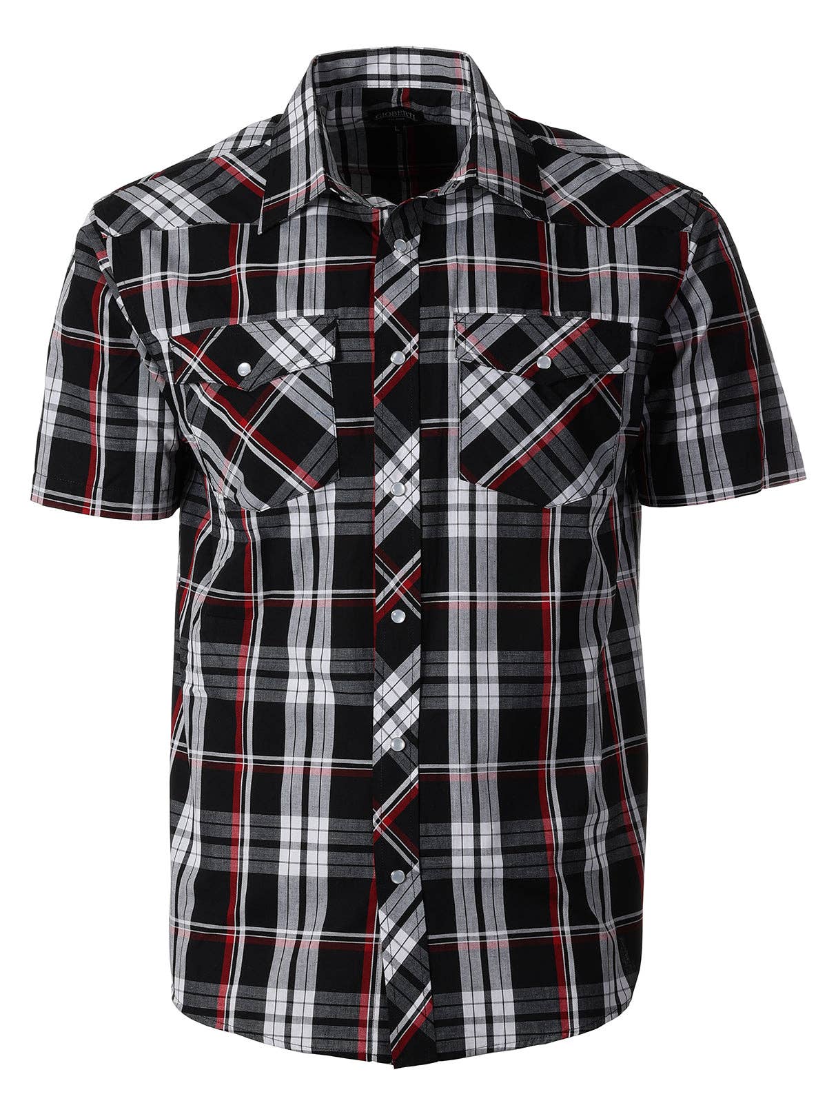 b-one inc - Wholesale Button Down Shirt - Men's - Men's Pearl Snap Button Down Plaid Short Sleeve Western Shirt12
