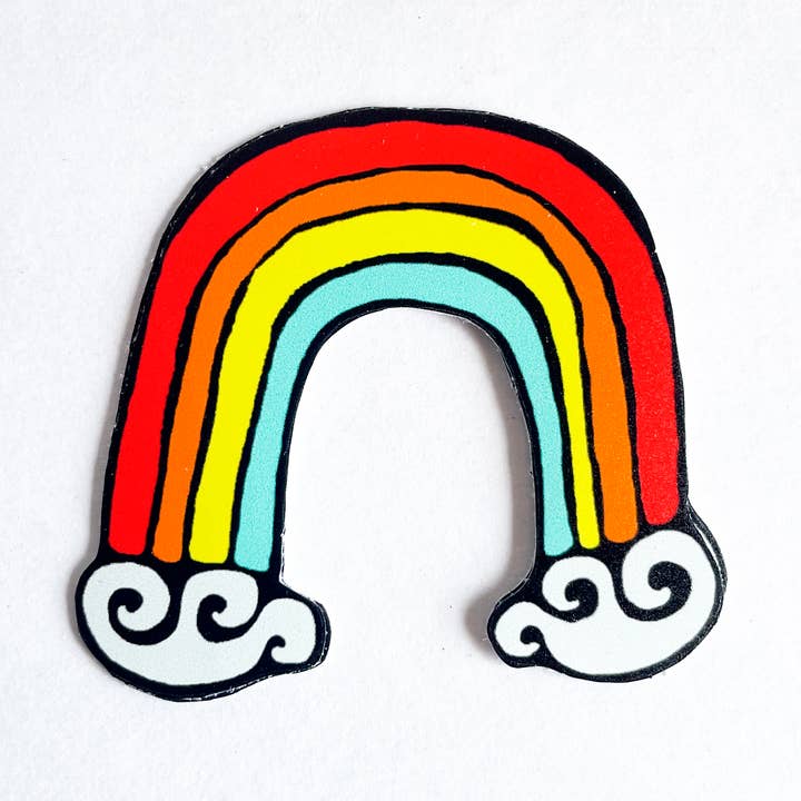 Autocollant en vinyle mignon arc-en-ciel pour la vente par Loaded Hips Press