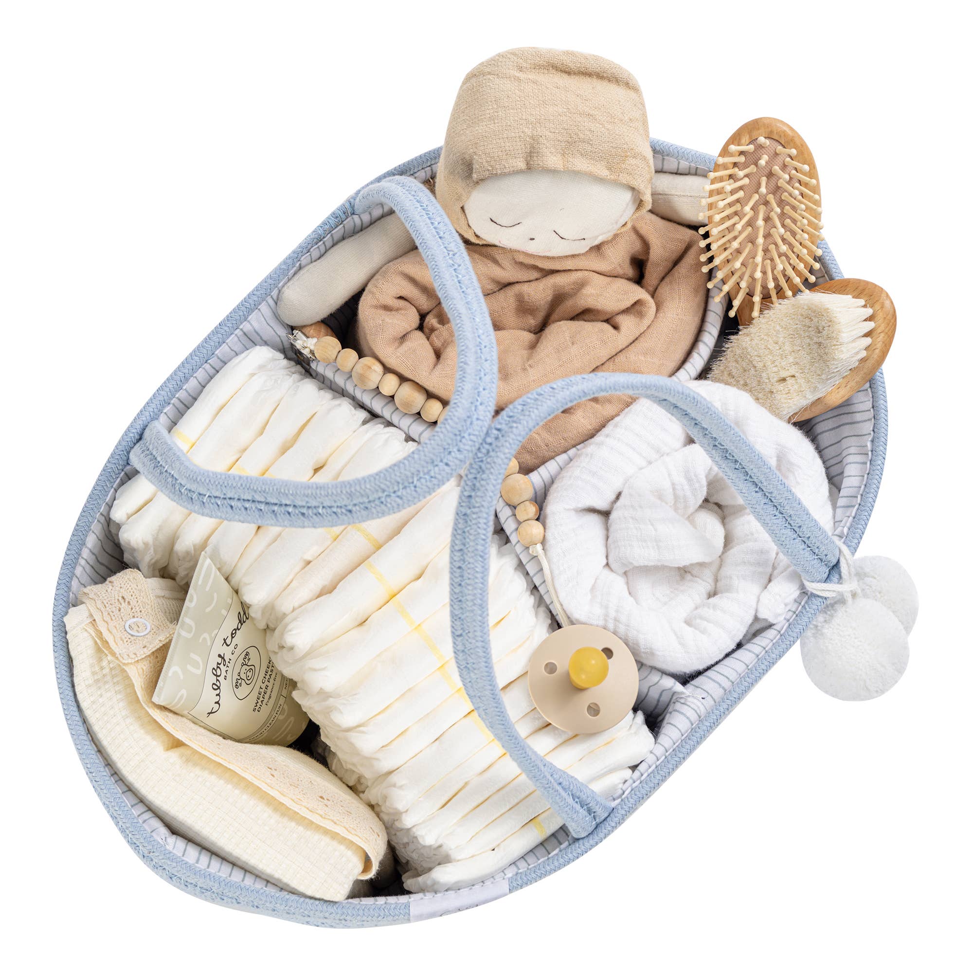 Fephas - Wholesale Diaper Caddy - Baby - Rope Diaper Caddy | Misty Blue1